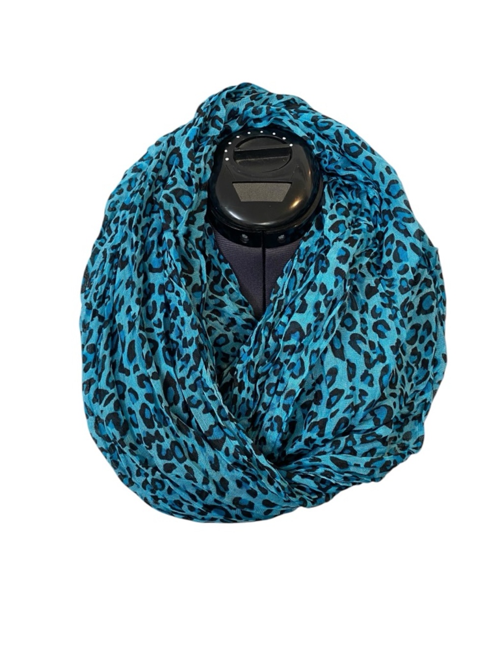 Turquoise Leopard Print Lightweight Gauzy Infinity Scarf